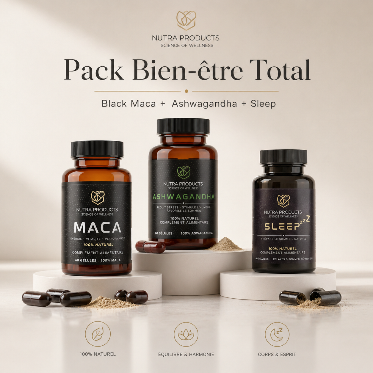 Pack Bien-être Total Black Maca + Ashwagandha + SLEEP